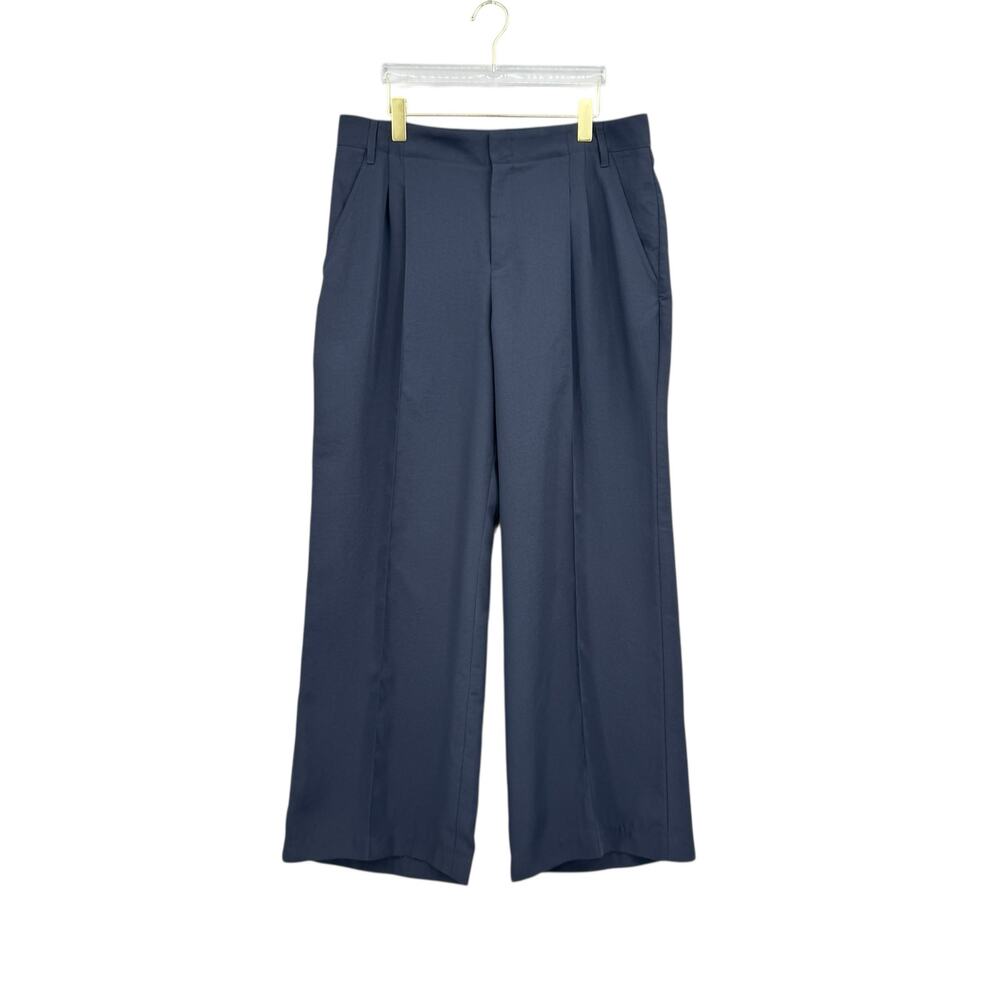 Vince Ironed Pleated 4 Pocket Hook & Zip Wide Leg Navy Work Pants